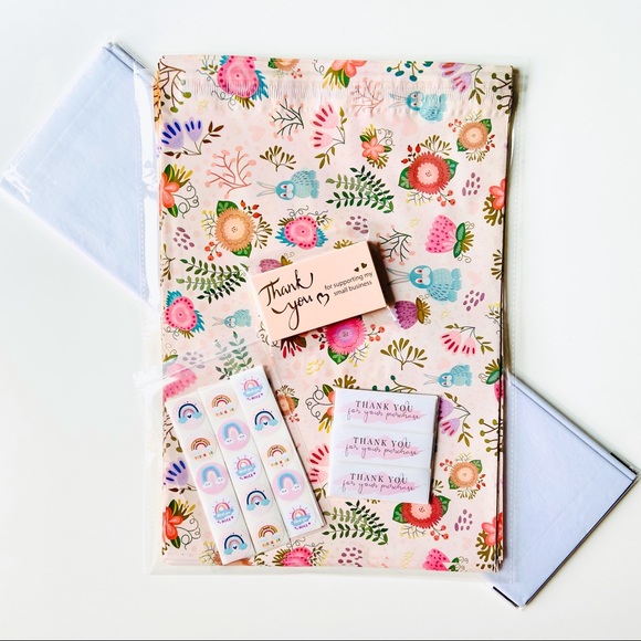 130pc Shipping Kit. Poly mailers, thank you cards, tissue paper stickers. - Picture 8 of 12